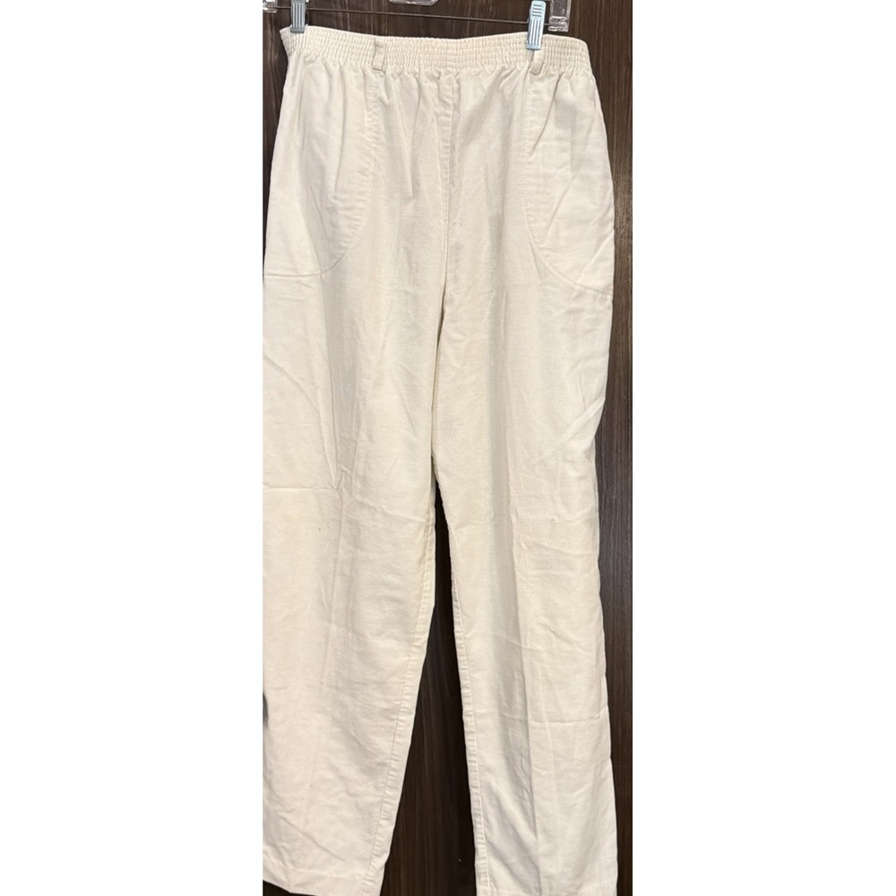 Vintage Tan Jay Corduroy Pants Elastic Waist W/beltloops Cream W26/L29 12 USA